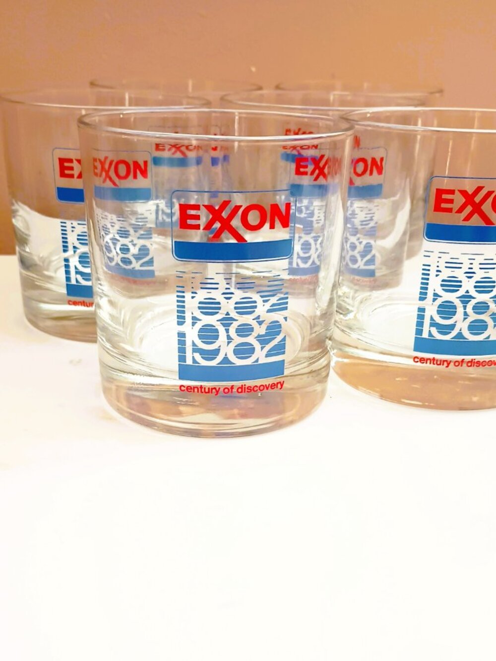 Exxon 1982 Set of 6 Vintage Glasses Drinking Beverage